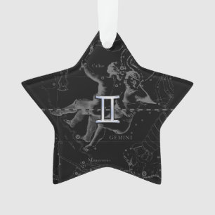 Silver Chrome like Gemini Zodiac Sign on Hevelius Ornament