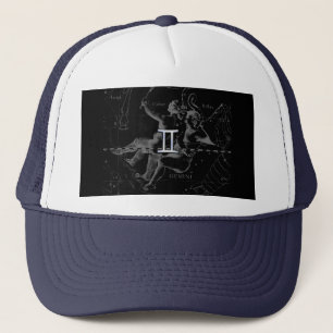 Silver Chrome like Gemini Zodiac Sign on Hevelius Trucker Hat