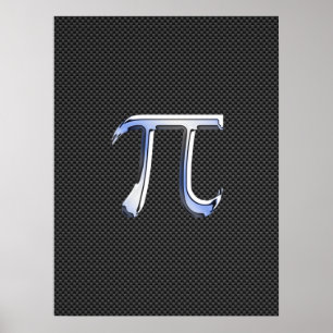 Silver Chrome Like Pi Symbol on Carbon Fibre Poster