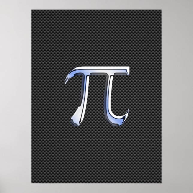 Silver Chrome Like Pi Symbol on Carbon Fibre Poster (Front)