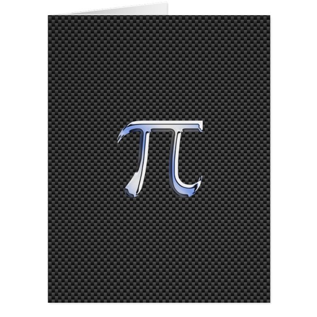 Silver Chrome Like Pi Symbol on Carbon Fibre Print (Front)