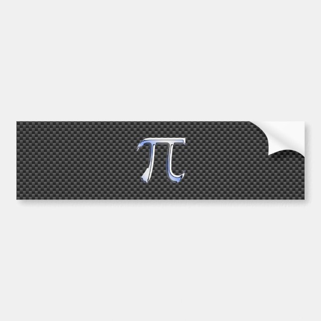 Silver Chrome Like Pi Symbol on Carbon Fibre Print Bumper Sticker (Front)