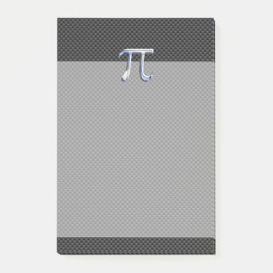Silver Chrome Like Pi Symbol on Carbon Fibre Print Post-it Notes