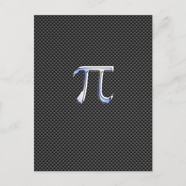 Silver Chrome Like Pi Symbol on Carbon Fibre Print Postcard (Front)
