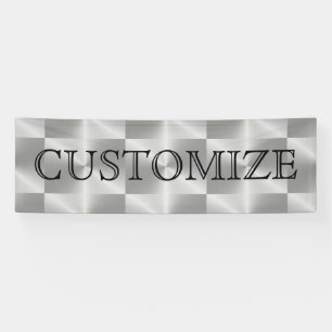 Silver Chrome Metal Geometric Modern Party Banner