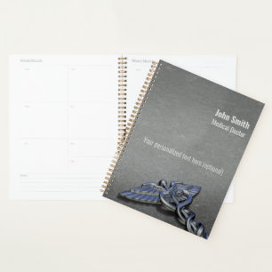Silver Chrome Professional Medical Caduceus Symbol Planner