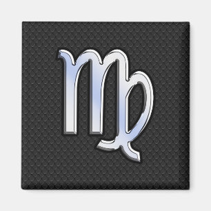 Silver Chrome Virgo Zodiac Sign on snake skin Magnet