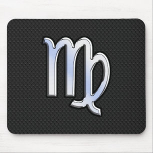 Silver Chrome Virgo Zodiac Sign on snake skin Mouse Pad