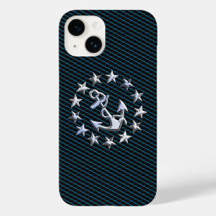 Silver Chrome Yacht Flag on Grille Style Case-Mate iPhone 14 Case