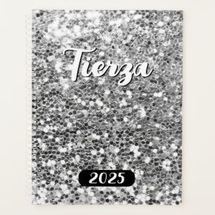 Silver Chunky Glitter Personalised 2025 Planner
