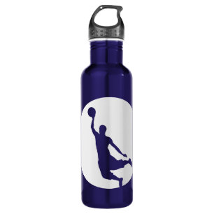Silver Circle Silhouette Basketball Personalised 710 Ml Water Bottle