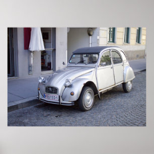 Silver Citroën 2CV Poster
