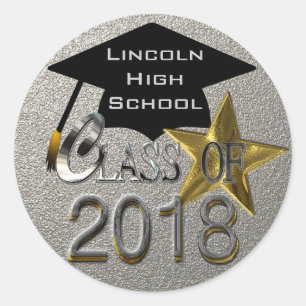 Silver Class Of 2018 Graduation Seal Sticker