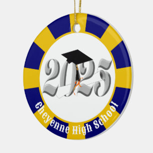 Silver Class of 2025 (Add Name) Graduation Ceramic Ornament