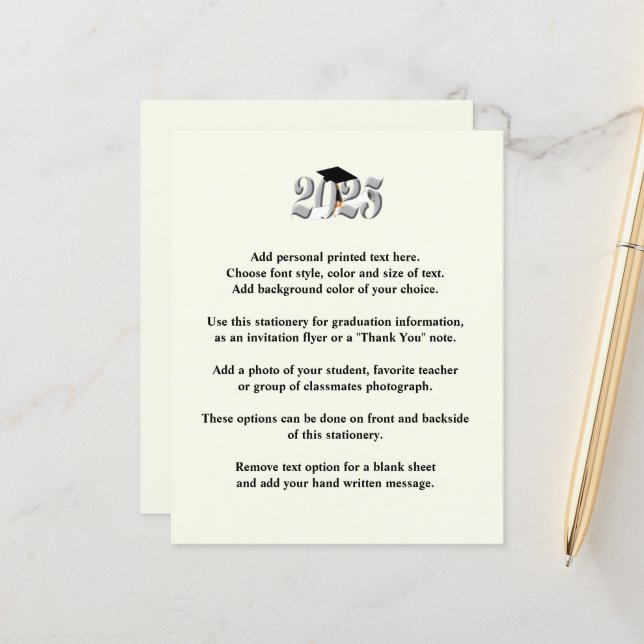 Silver Class of 2025 Graduation Announcement (Front/Back In Situ)