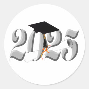 Silver Class of 2025 Graduation Classic Round Sticker