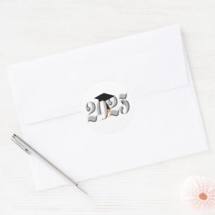 Silver Class of 2025 Graduation Classic Round Sticker