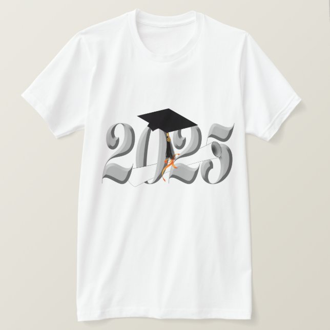 Silver Class of 2025 Graduation T-Shirt (Design Front)