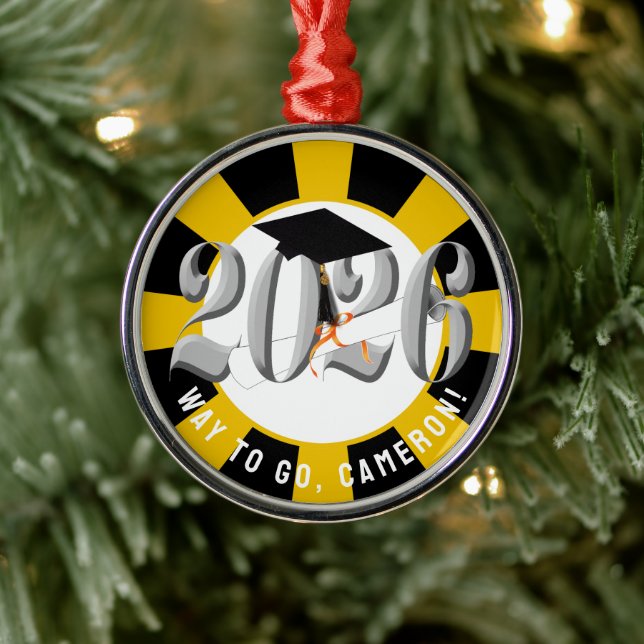 Silver Class of 2026 Graduation Metal Ornament (Tree)