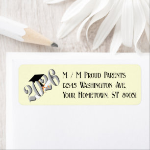 Silver Class of 2026 Graduation  Return Address Label