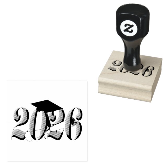  Silver Class of 2026 Graduation Rubber Stamp (Stamped)