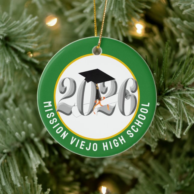 Silver Class of 2026 Photo Graduation Ceramic Ornament (Tree)