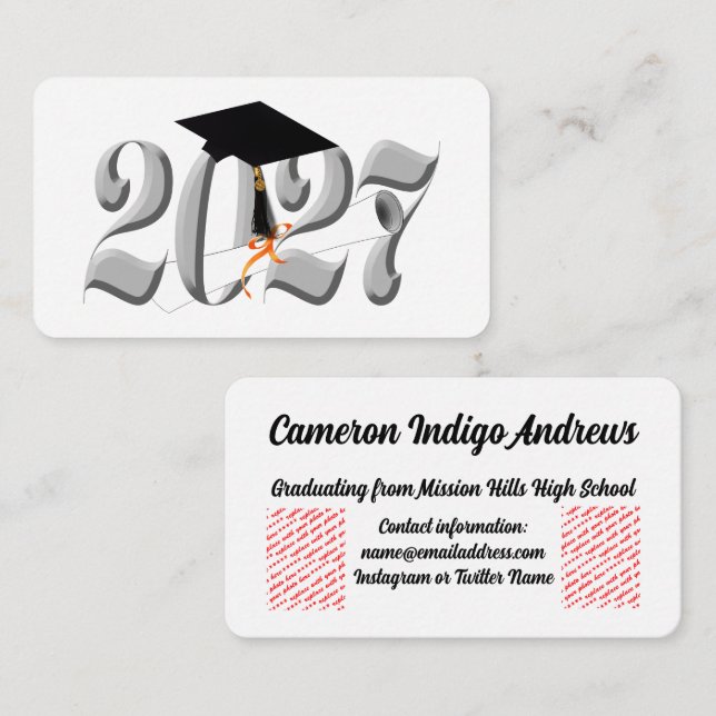 Silver Class of 2027 Graduation Enclosure Card (Front/Back)