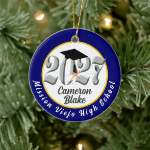 Silver Class of 2027 Photo Graduation Ceramic Ornament