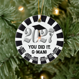 Silver Class of 2027 Photo Graduation Ceramic Ornament