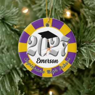 Silver Class of 2027 Photo Graduation Ceramic Ornament