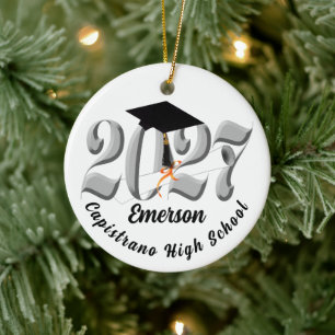 Silver Class of 2027 Photo Graduation Ceramic Ornament
