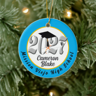 Silver Class of 2027 Photo Graduation Ceramic Ornament