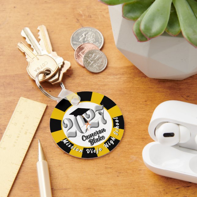 Silver Class of 2027 Photo Graduation Key Ring (Desk)