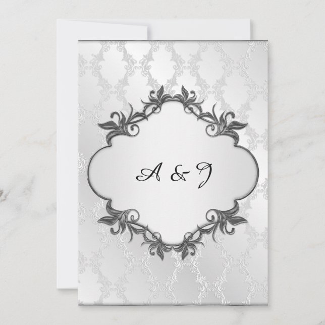 Silver Classic elegant Wedding invitation (Front)