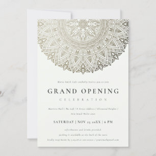 Silver Classy Ornate Mandala Grand Opening Invite