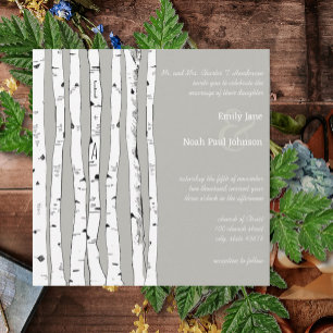Silver Cloud Birch Tree Wedding Invitations