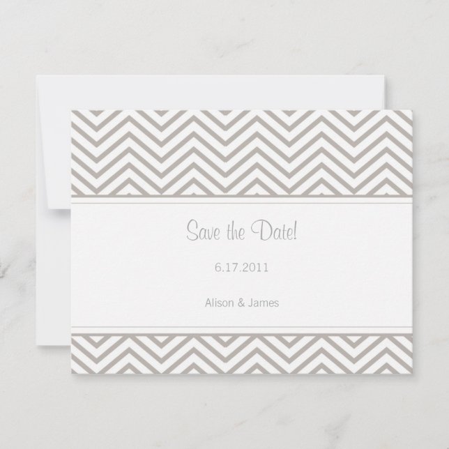 Silver Cloud Chevron Save the Date Annoucement (Front)
