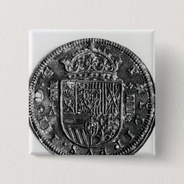 Silver coin 15 cm square badge (Front)