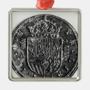 Silver coin metal ornament