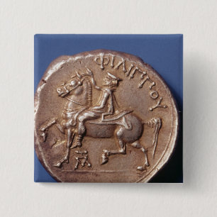 Silver coin of Philip II of Macedon 15 Cm Square Badge