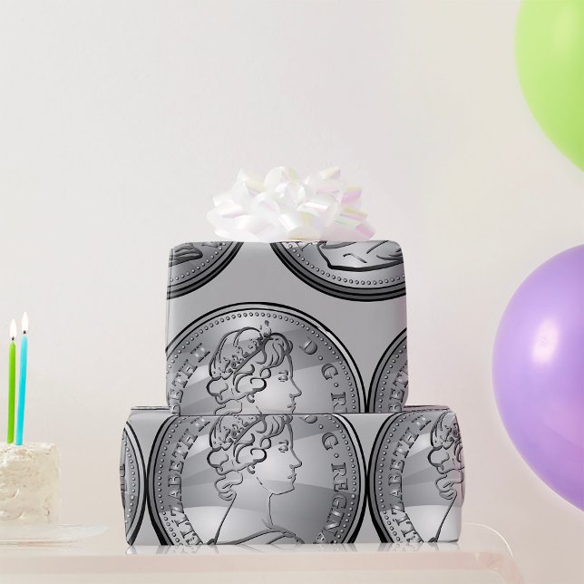 Silver Coin Queen Portrait Wrapping Paper (Creator Uploaded)