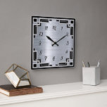 Silver color and Black Art Deco Frame Clock<br><div class="desc">I have used an art deco style frame for this black and silver color clock. I like the design and it is quite striking in the picture. This would make a great art deco style clock for your home. The clock is 10 inches square and is battery operated.</div>