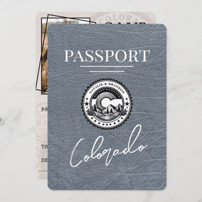 Silver Colorado Passport Save The Date (Front/Back)