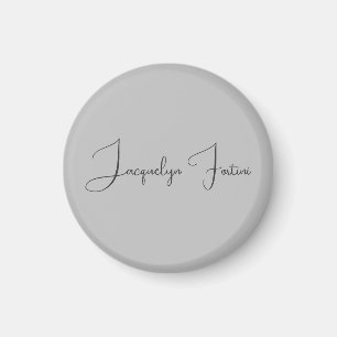 Silver Colour Elegant Grey Calligraphy Script Name Magnet