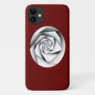 Silver Colour Geometric Style Rose on Dark Red iPhone 11 Case