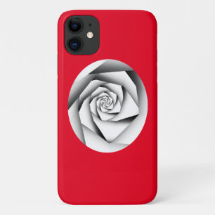 Silver Colour Geometric Style Rose on Red iPhone 11 Case
