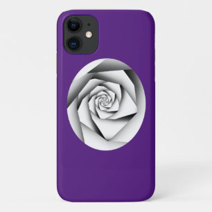 Silver Colour Geometric Style Rose on Royal Purple iPhone 11 Case