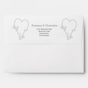 Silver Coloured Heart And Butterflies Wedding Envelope