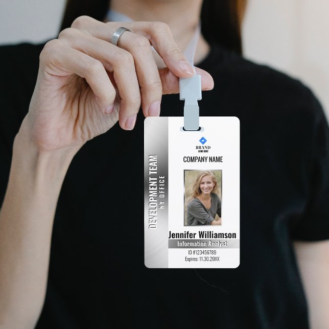 Silver Company Security QR Code Employee Photo ID ID Badge (Creator Uploaded)