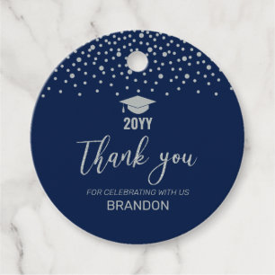 Silver Confetti 2022 Graduation Party Thank you Fa Favour Tags